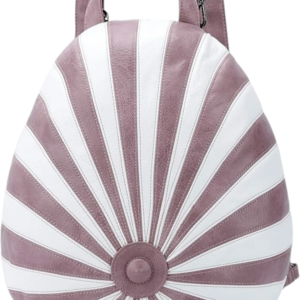 Large Soft Leather Patchwork Backpack Purse Handbage White/Pink Y2K Vintage Boho